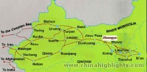Zhangye silkroad map