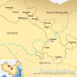 Map of Gansu