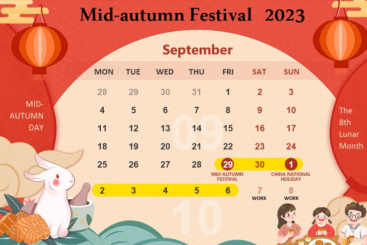 MidAutumn Festival 2024, Tuesday, Sep. 17. Holiday Sep. 15 to Sep. 17